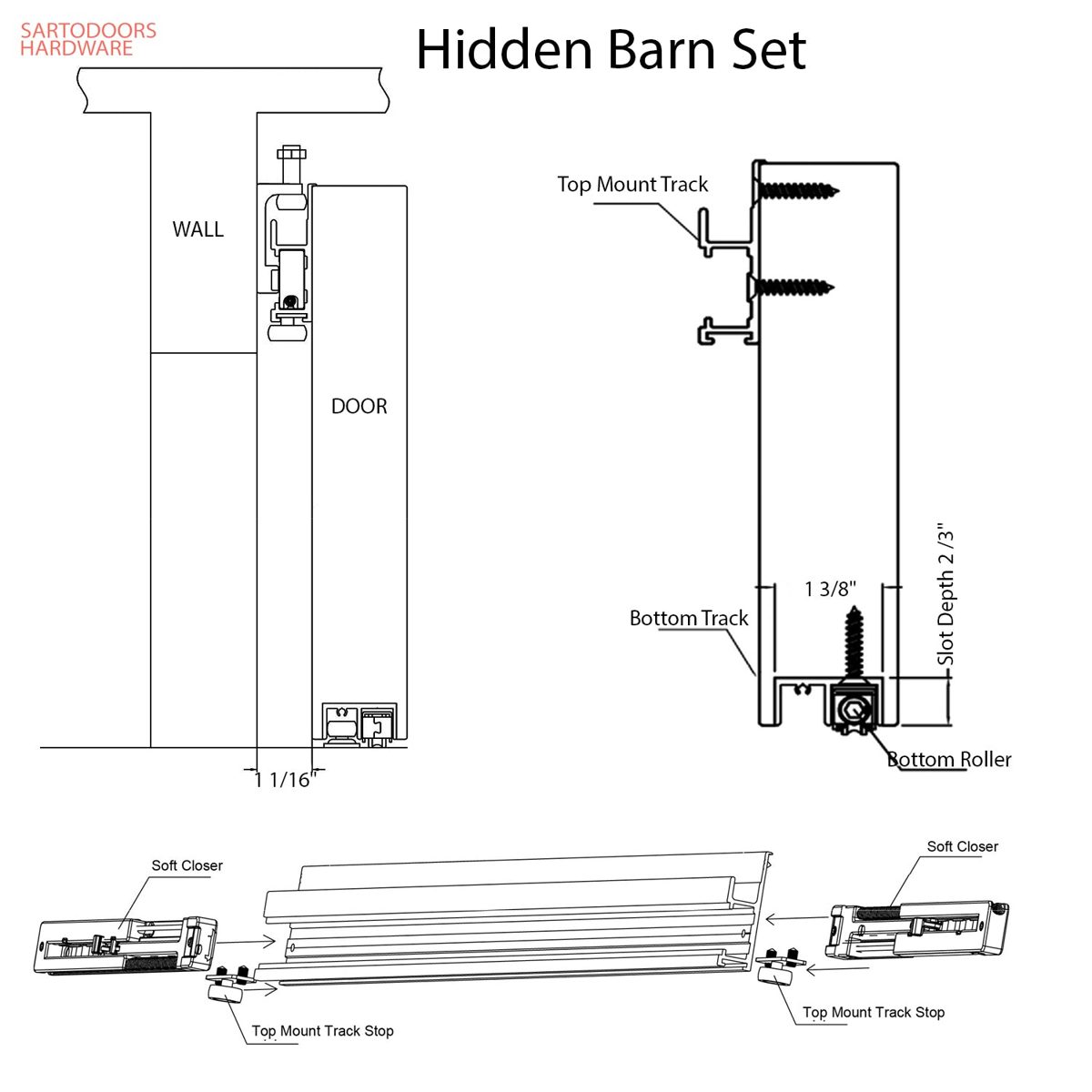 Essential 3001 Hidden Barn door view 3