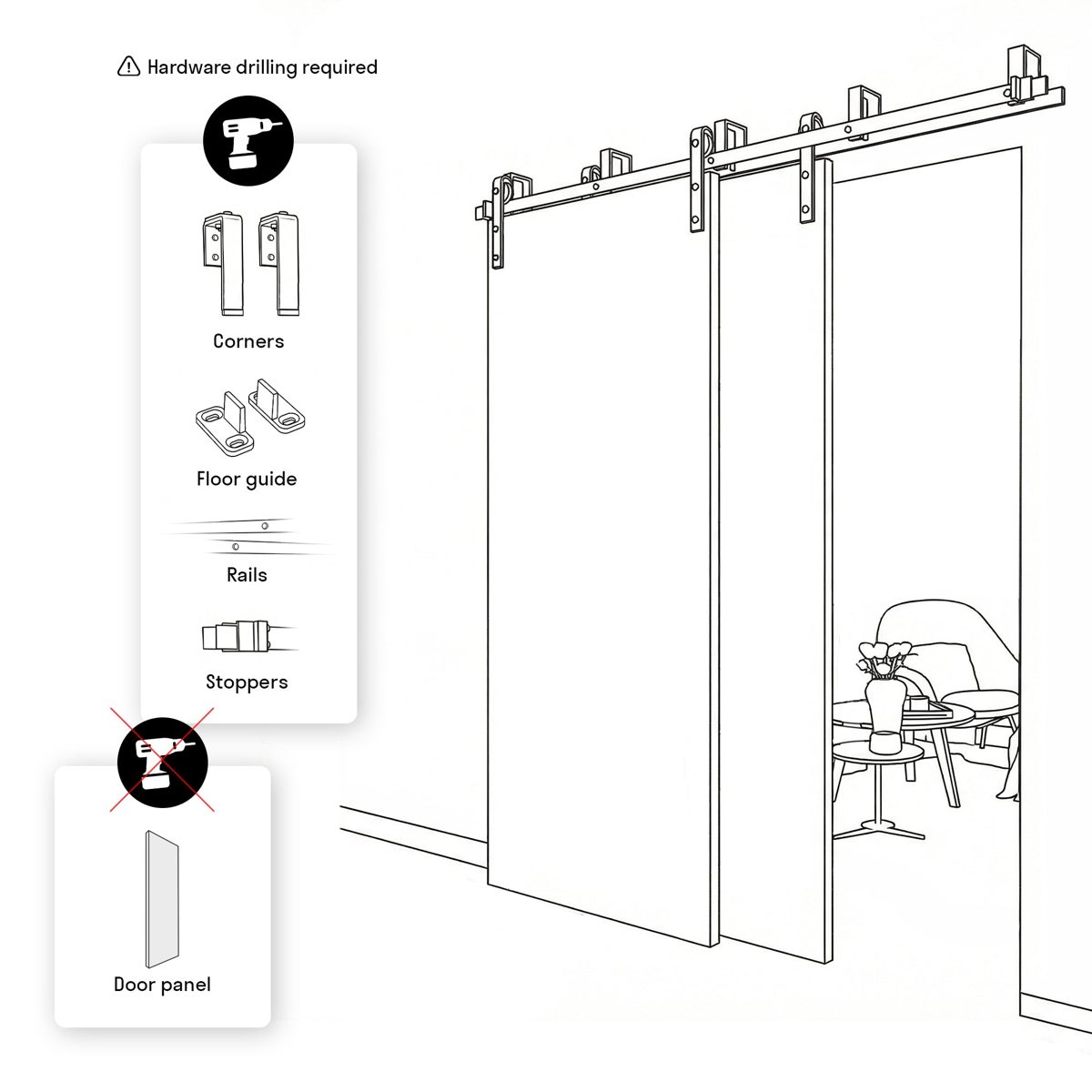 Essential 4906 Double Barn — Bypass door view 4